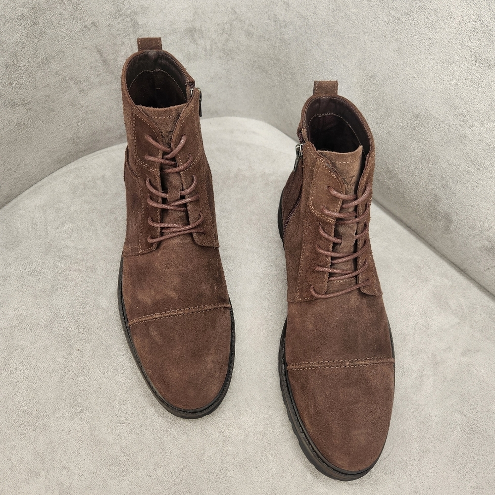 Section X Ankle Boots Men's 8.5 Chocolate Brown Suede Braxton Biker New $135